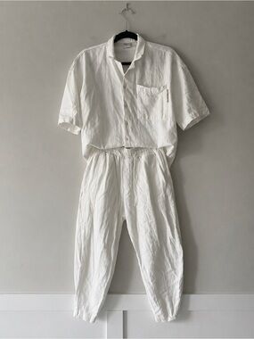 Marrakech Premium Men’s White Cotton Shirt Pants Matching Set Size Small